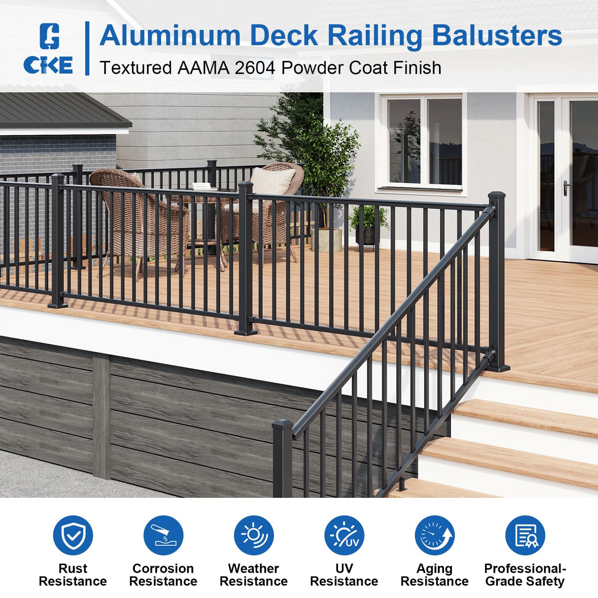 1 Pack 36 in. H x 6 ft. W Aluminum Stair Railing Kit with Post H248528