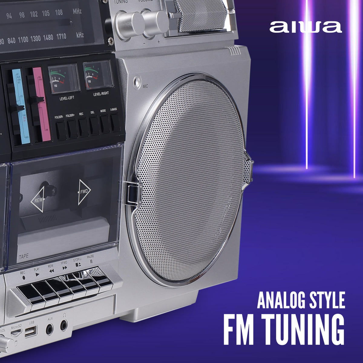 Retro Boombox CD Player with Cassette Recording, Bluetooth, FM/AM Radio, USB/SD/AUX Inputs, Dual 40W Speakers C159