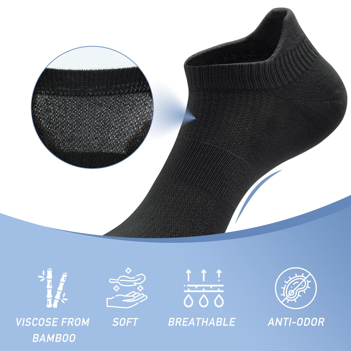 Viscose Bamboo Low Cut No Show Socks 5 Pairs Z51580