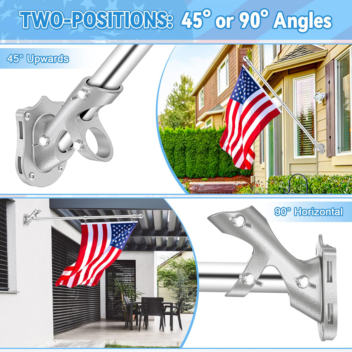 1" Metal Flag Pole Holder with 3 Fixed Holes E150
