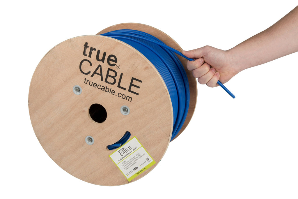 Cat6 Plenum Shielded 1000ft Blue 23AWG Solid Bare Copper Ethernet Cable V2929