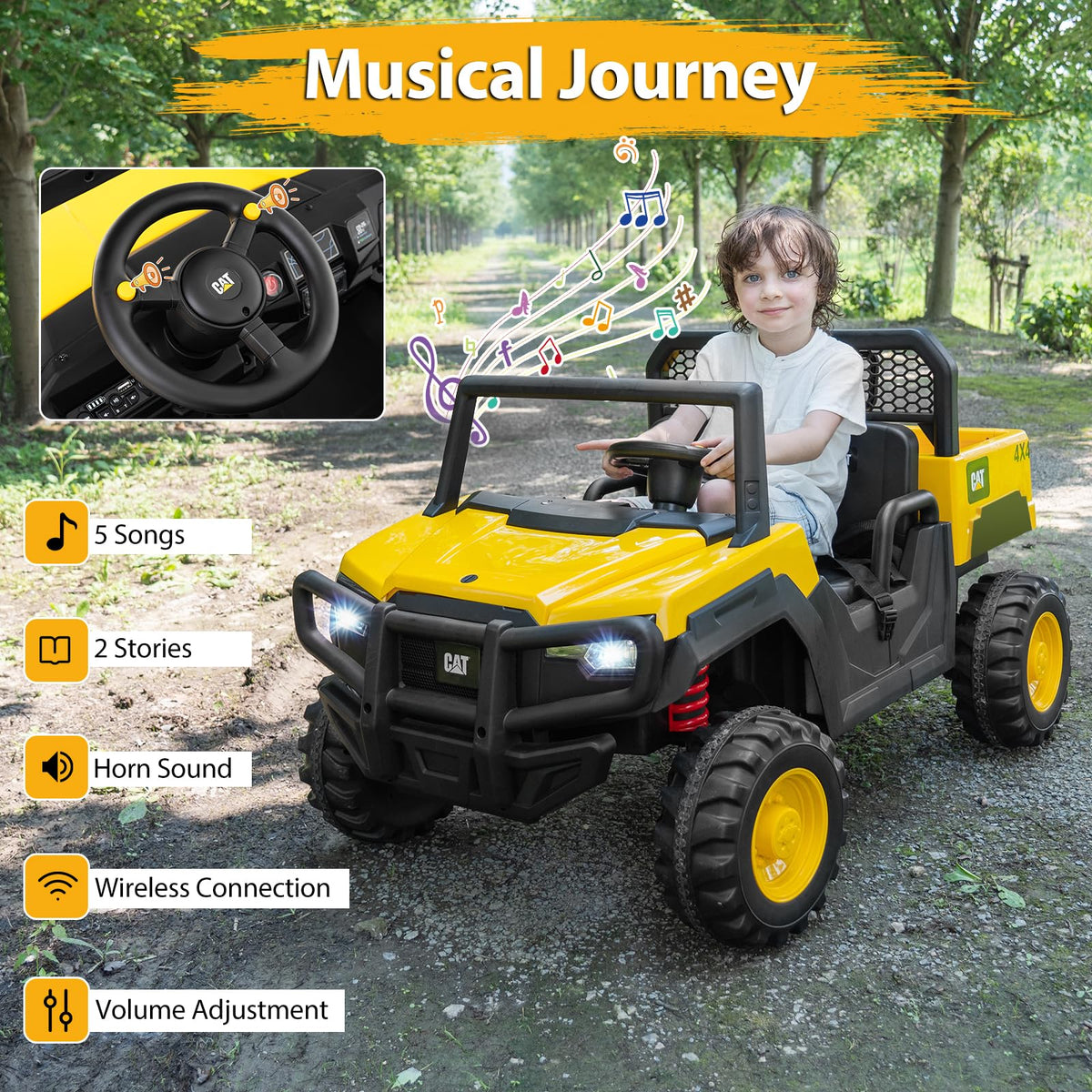 Yellow 24V Kids Ride on Dump Truck with Remote Control S167296