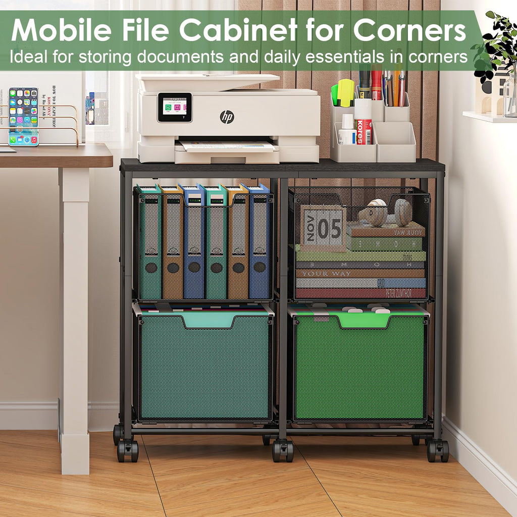 Black 4 Drawer Mobile File Cabinet Y38256