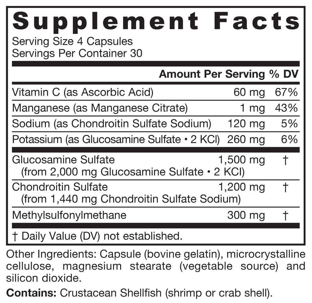 Glucosamine, Chondroitin, and MSM, 120 Capsules T496