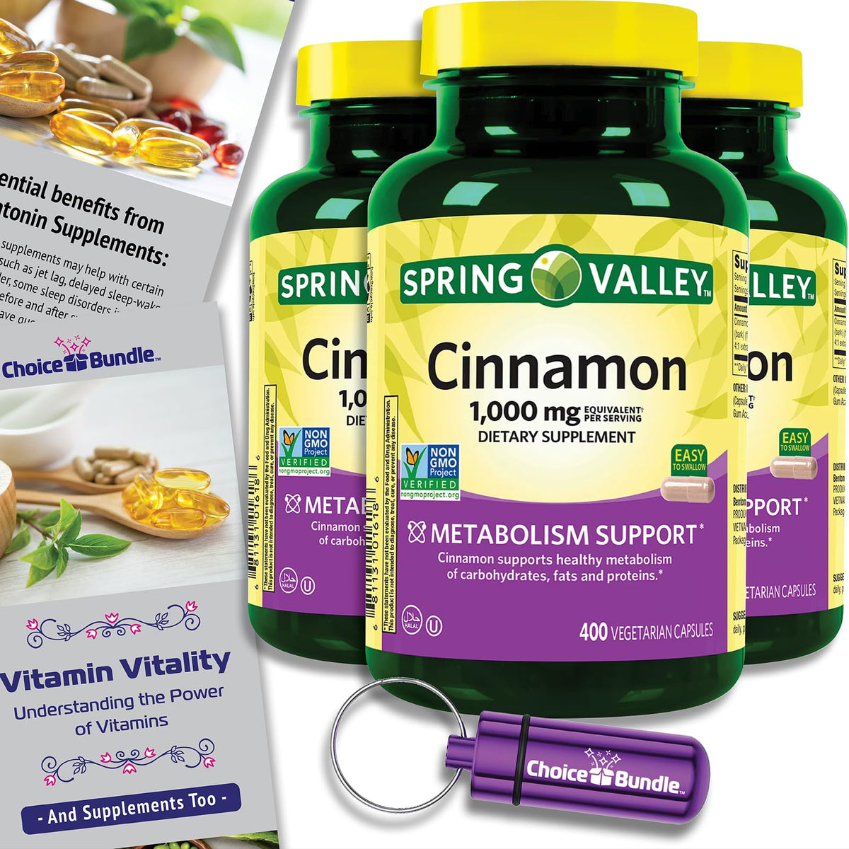 Cinnamon Supplement 1000mg Vegetarian Capsules 1200 Total Z195