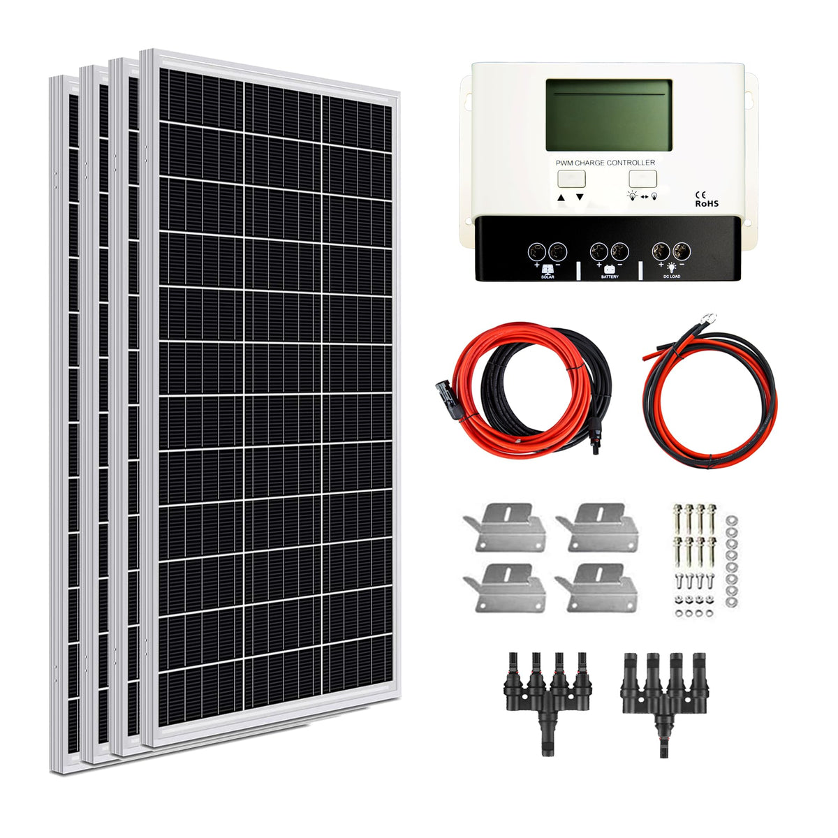 400W 12V Mono Rigid Solar Panel Kit with 30A PWM Charge Controller F42100