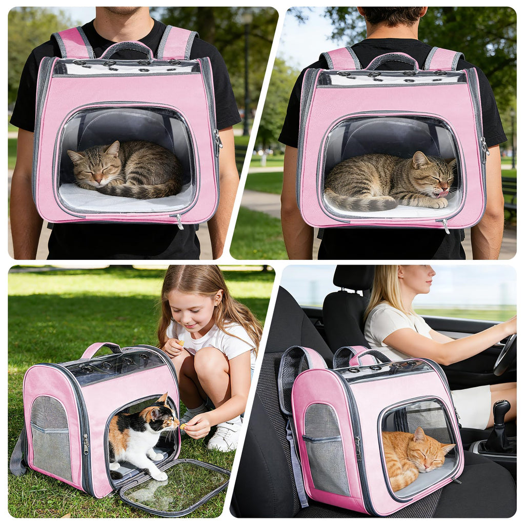 Airline Approved Cat Soft-Sided Carrier Backpack Up to 12 lbs Pink F23185