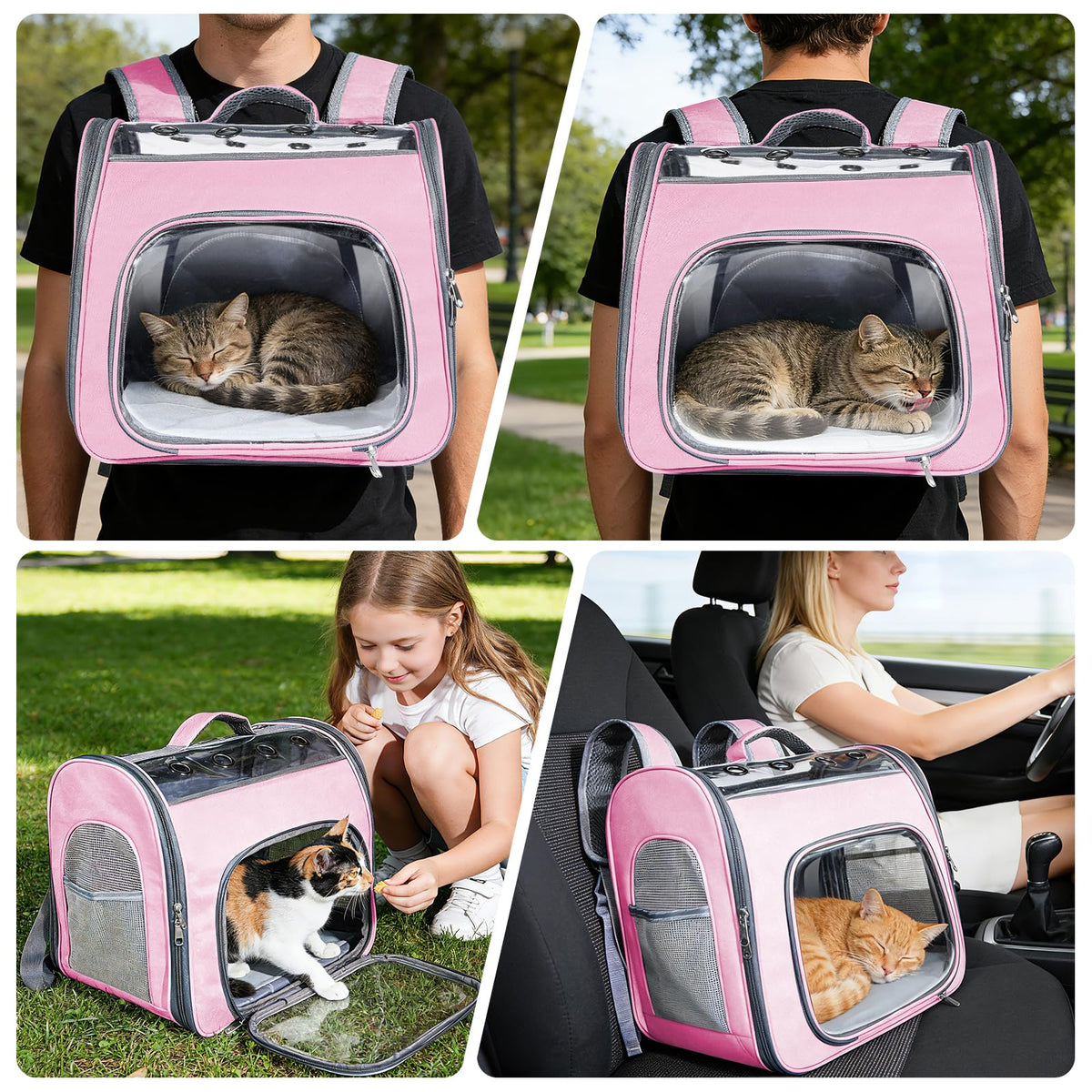 Airline Approved Cat Soft-Sided Carrier Backpack Up to 12 lbs Pink F23185