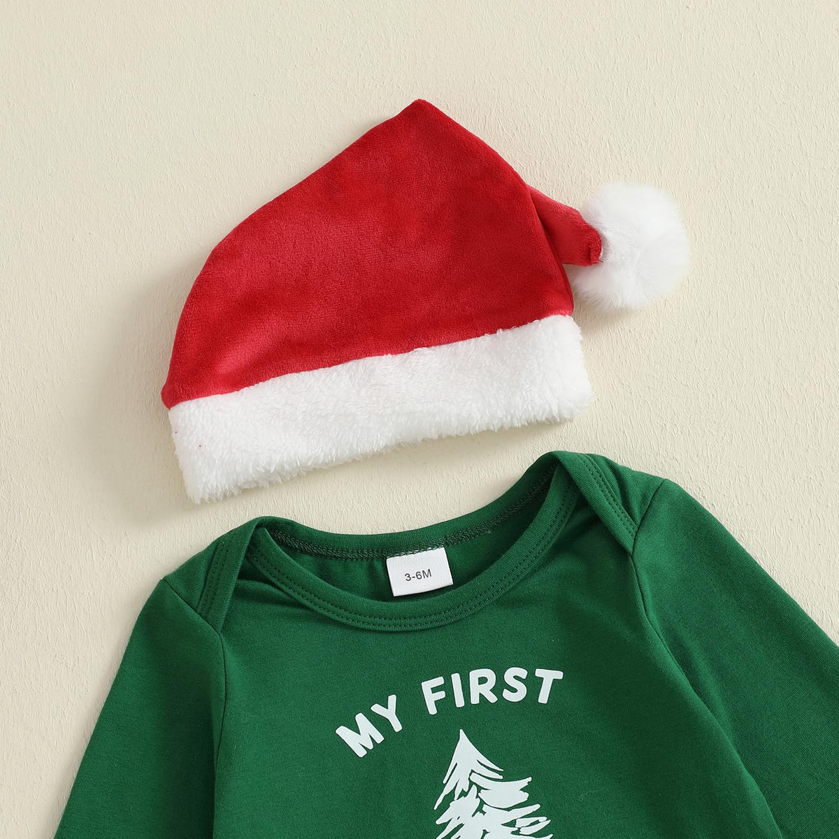 Christmas Baby Boy Long Sleeve Romper Onesie Pants Santa Hat A594