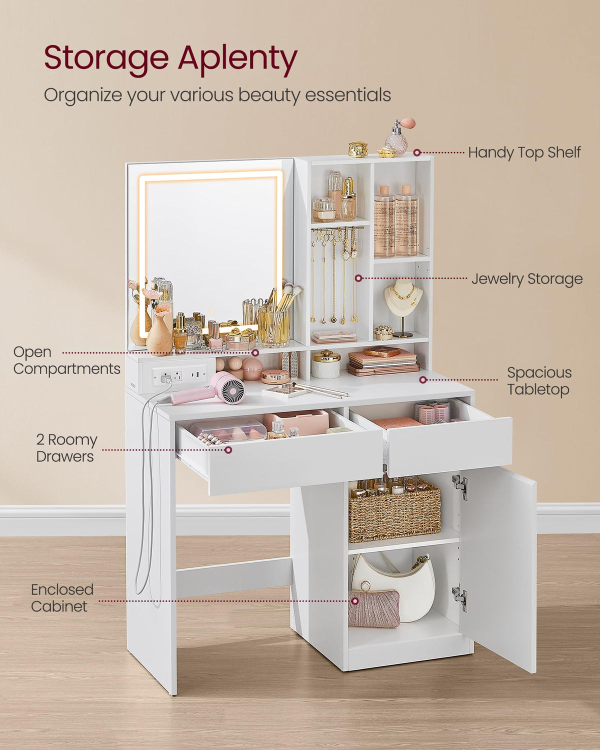 Vanity Desk with Mirror and Lights E427382