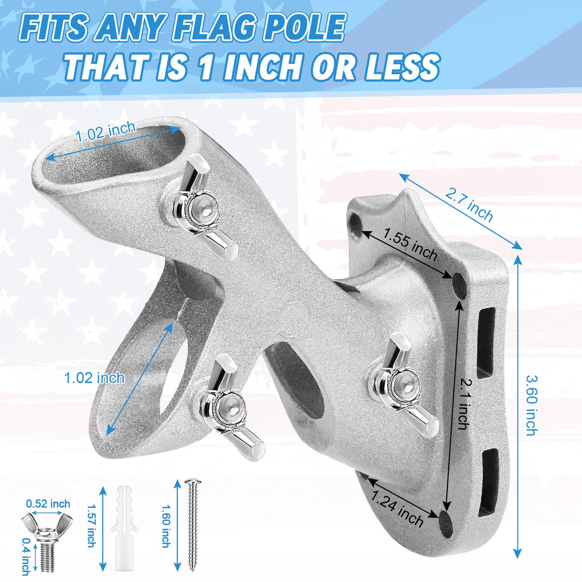 1" Metal Flag Pole Holder with 3 Fixed Holes E150