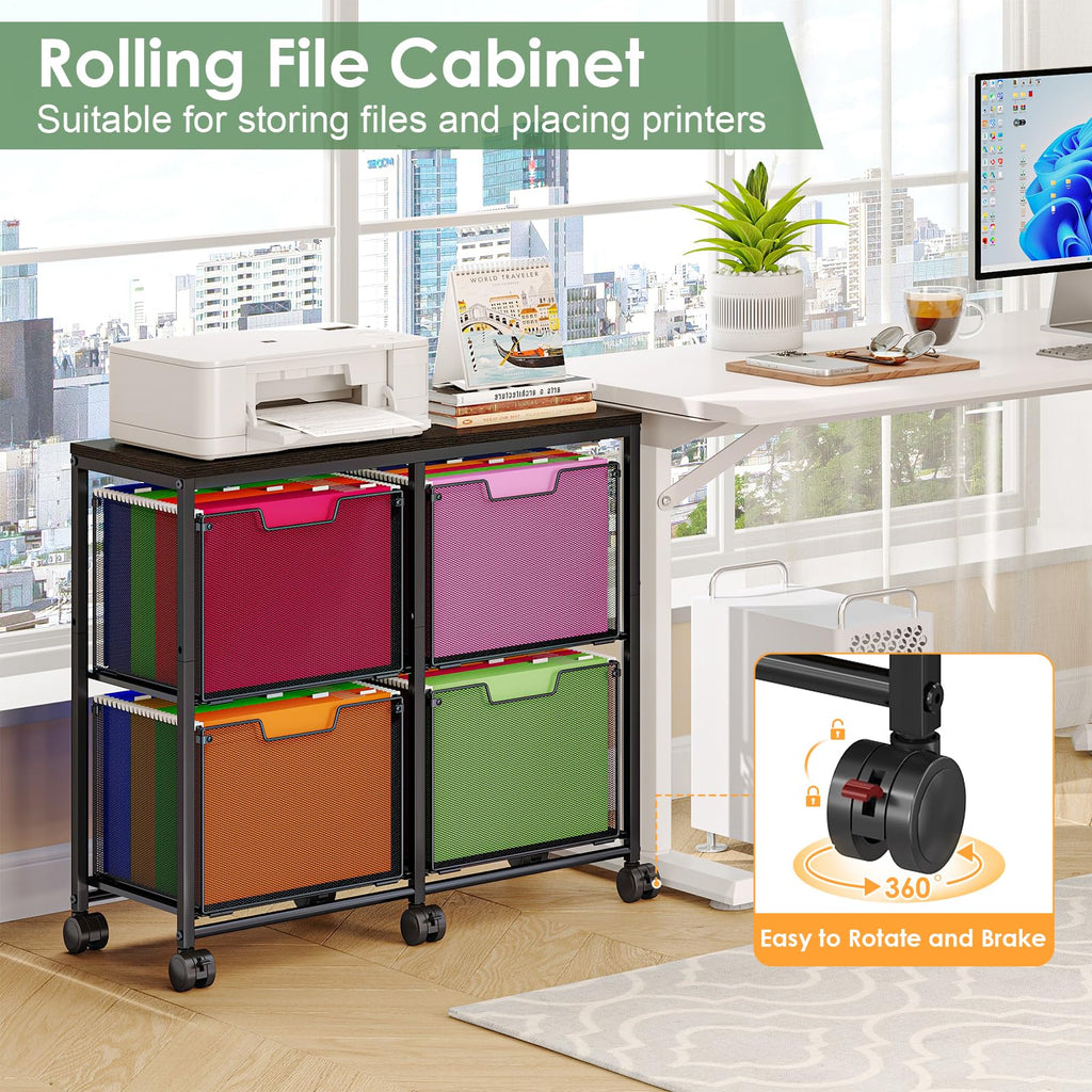Black 4 Drawer Mobile File Cabinet Y38256