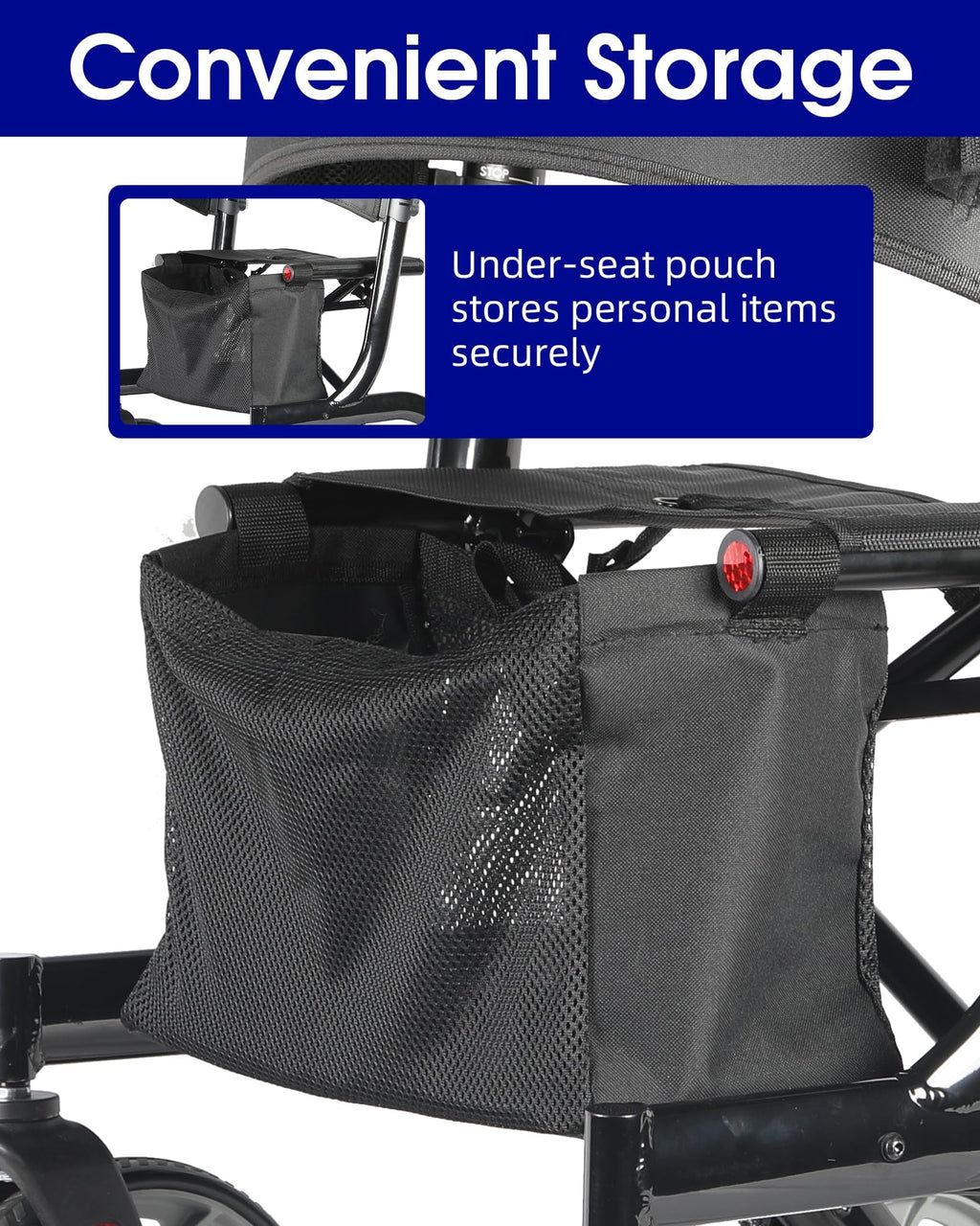 Foldable Rollator Walker with Seat, 19 lbs Lightweight, 10-Inch Wheels A340854
