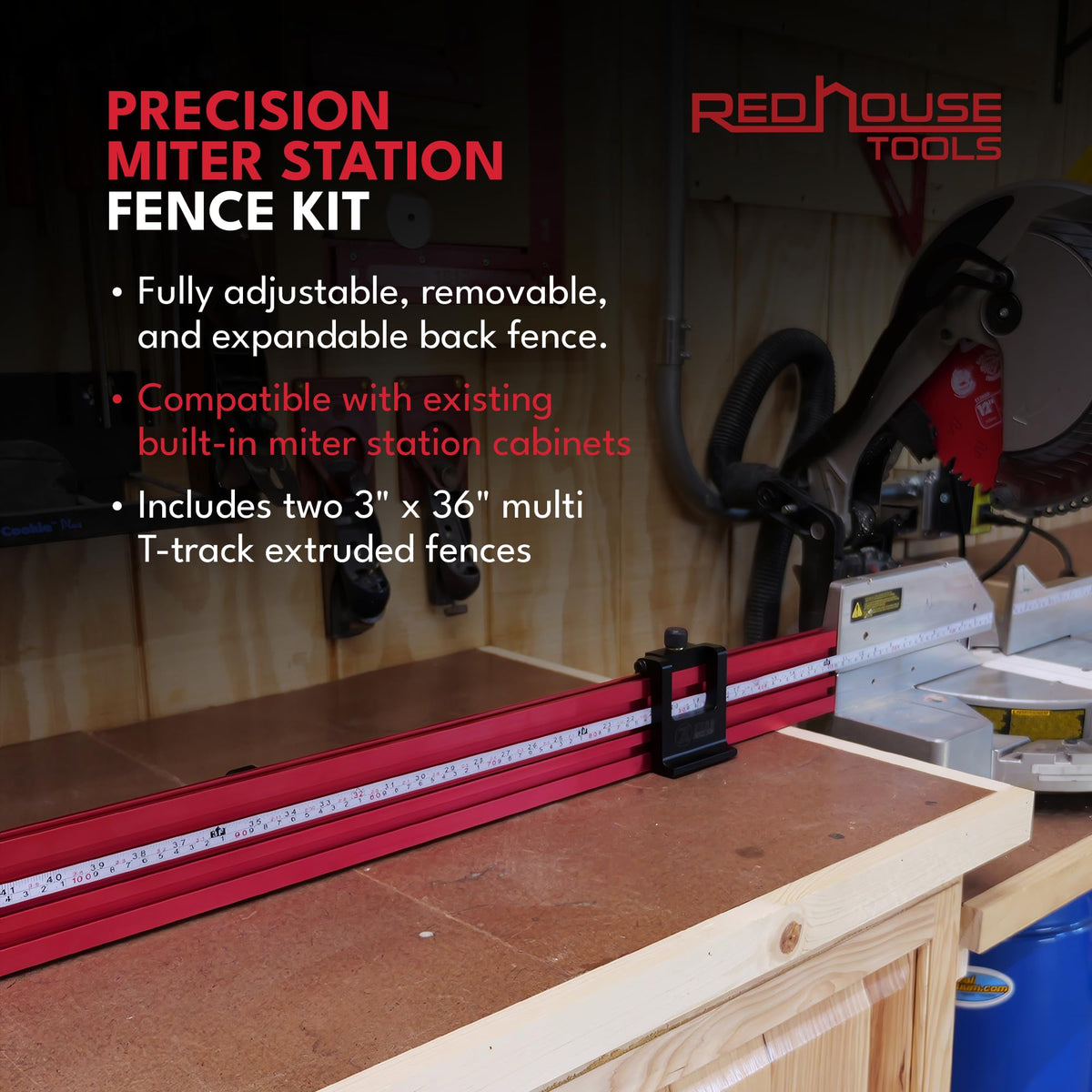 24 or 36-Inch Adjustable Aluminum Miter Station Fence Kit D16113