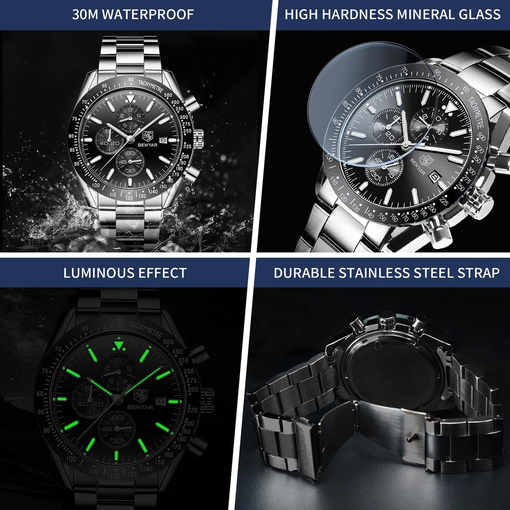 Analog Quartz Chronograph Waterproof Luminous Silicone Strap Watch O90308