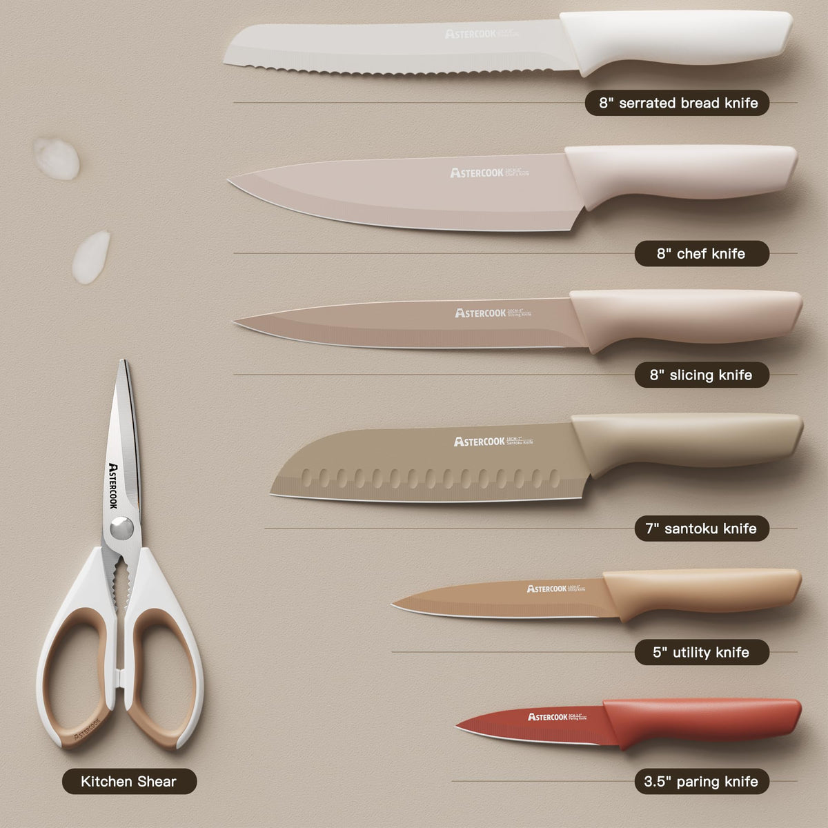 13 Piece Stainless Steel Kitchen Knife Set with Blade Guards S100