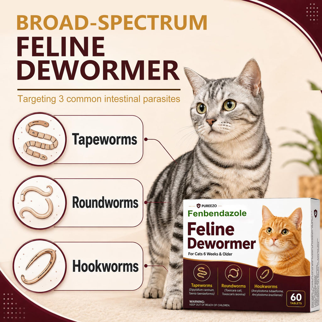 Cat Dewormer Tablets for Tapeworms, Roundworms & Hookworms V663090