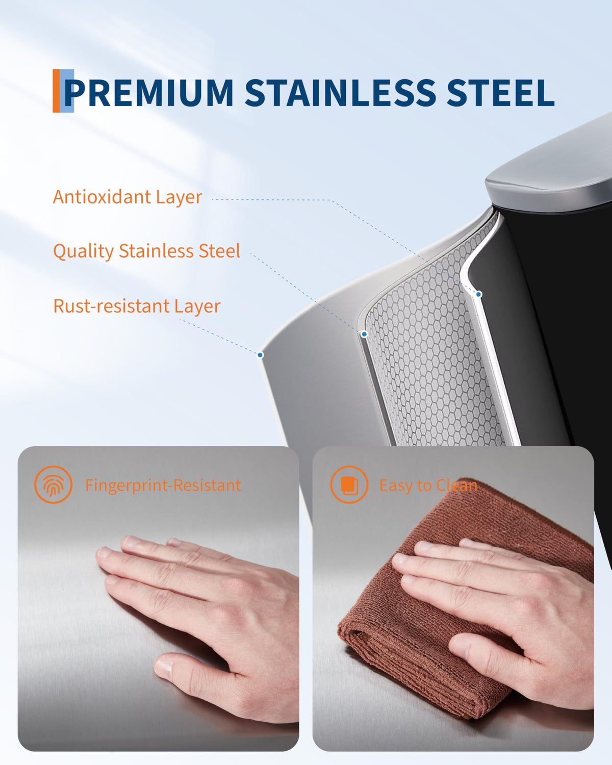 50L Stainless Steel Step Trash Can with Lid B174530