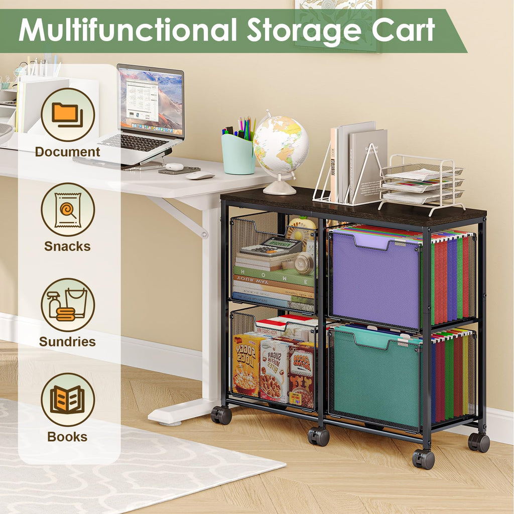 Black 4 Drawer Mobile File Cabinet Y38256