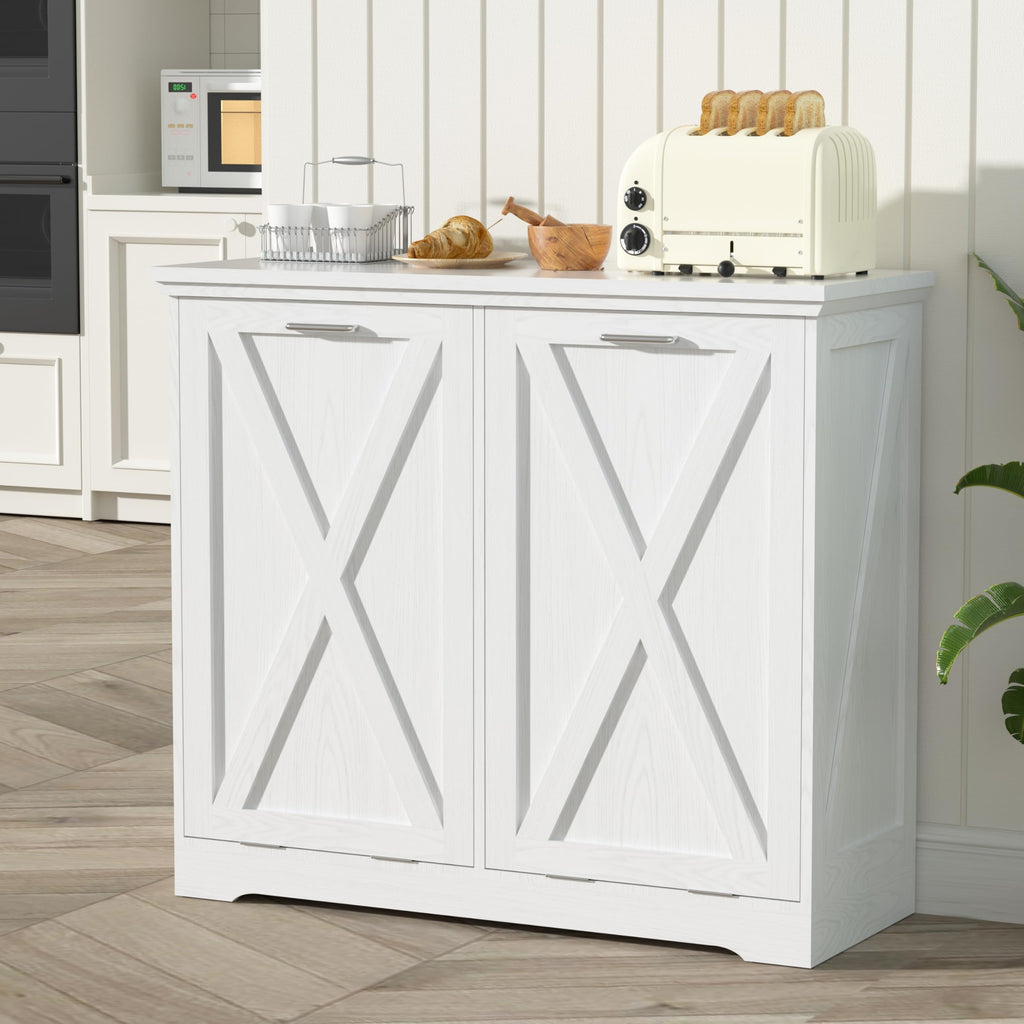 10 Gallon White Tilt Out Trash Can Cabinet X61415