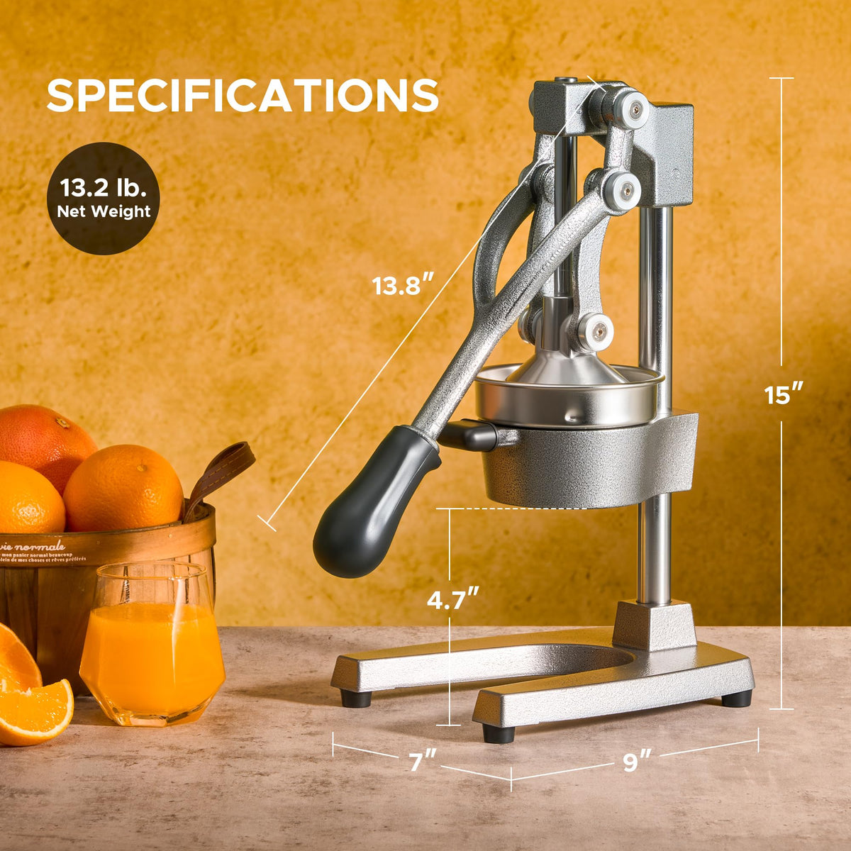 Cast Iron Manual Citrus Juicer with Strainer Y54807