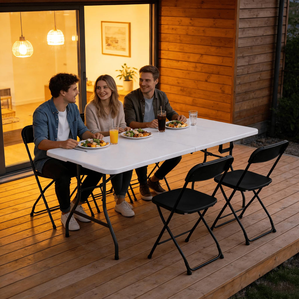 6FT White Folding Table with Steel Legs W661