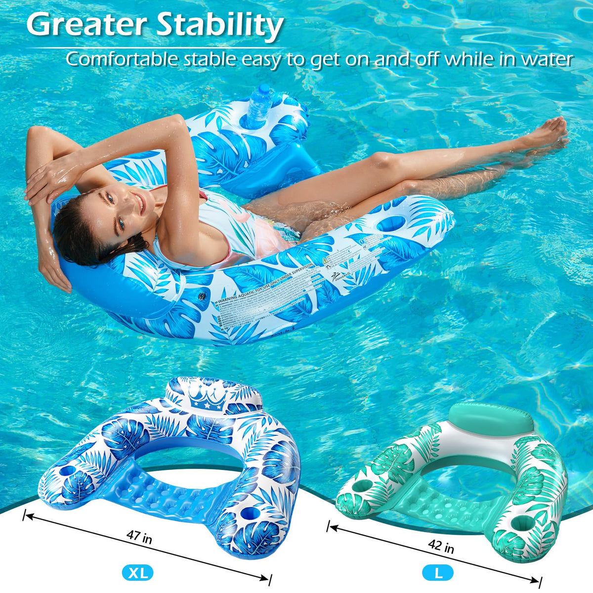 Inflatable Pool Float Chair 2Pack with Cup Holder Q79914
