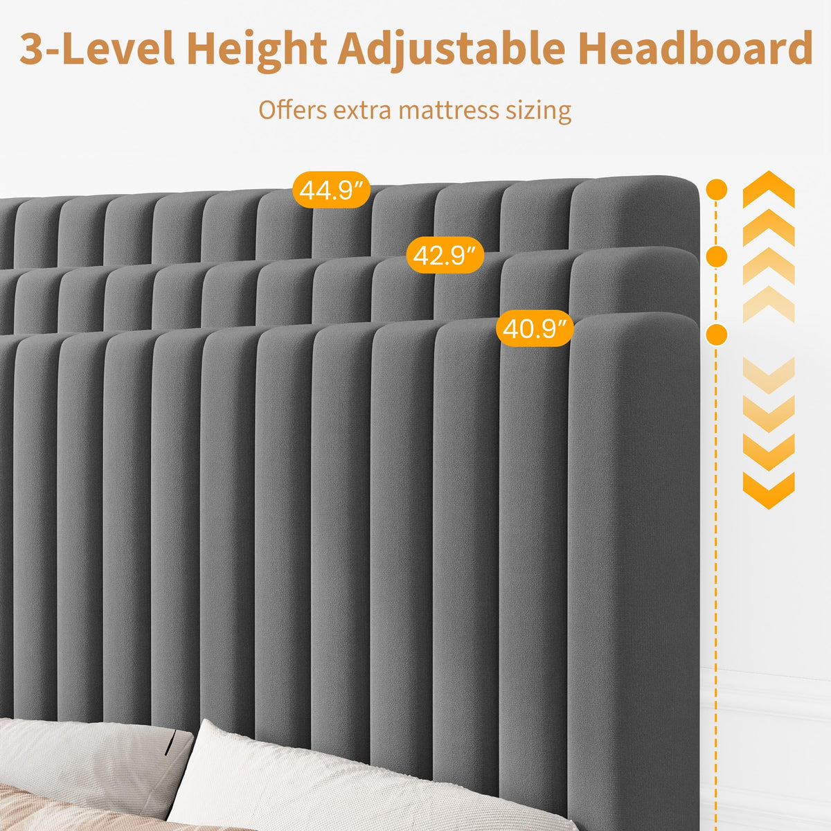 Twin Velvet Upholstered Platform Bed with Adjustable Headboard S1583