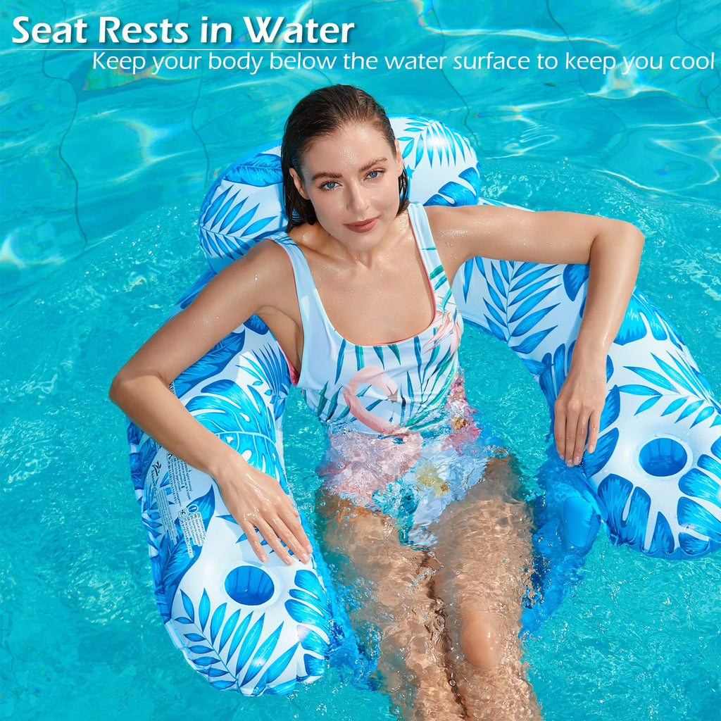 Inflatable Pool Float Chair 2Pack with Cup Holder Q79914