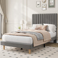 Twin Velvet Upholstered Platform Bed with Adjustable Headboard S1583