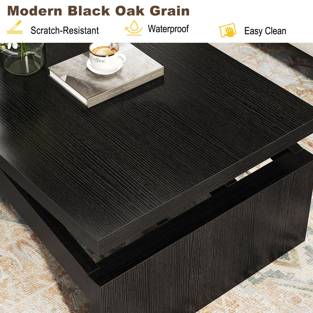 47 Inch Black Oak Wood Coffee Table J3025
