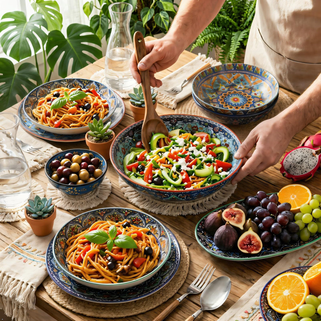 Pasta Bowls Set of 4, 42 oz Ceramic Serving Bowls X480738