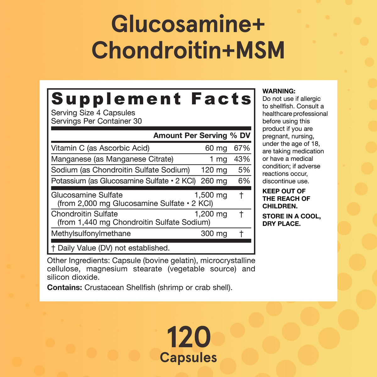Glucosamine, Chondroitin, and MSM, 120 Capsules T496