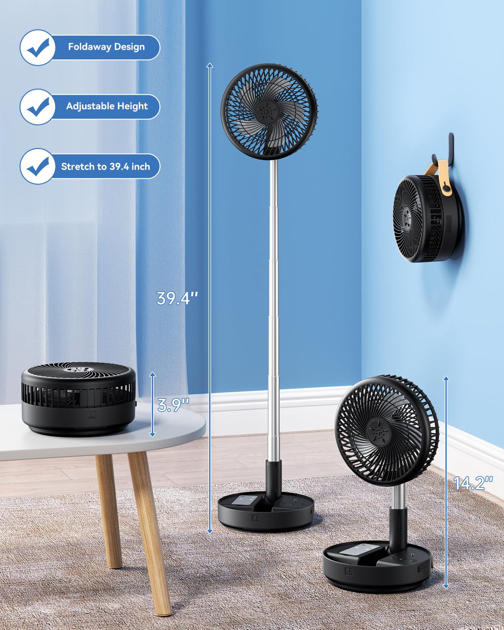 Portable Oscillating Travel Fan with Remote V12094