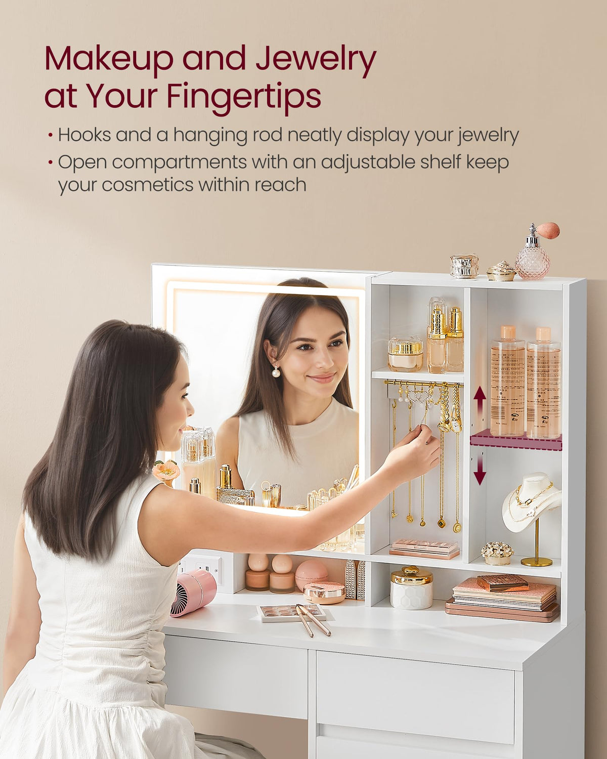 Vanity Desk with Mirror and Lights E427382