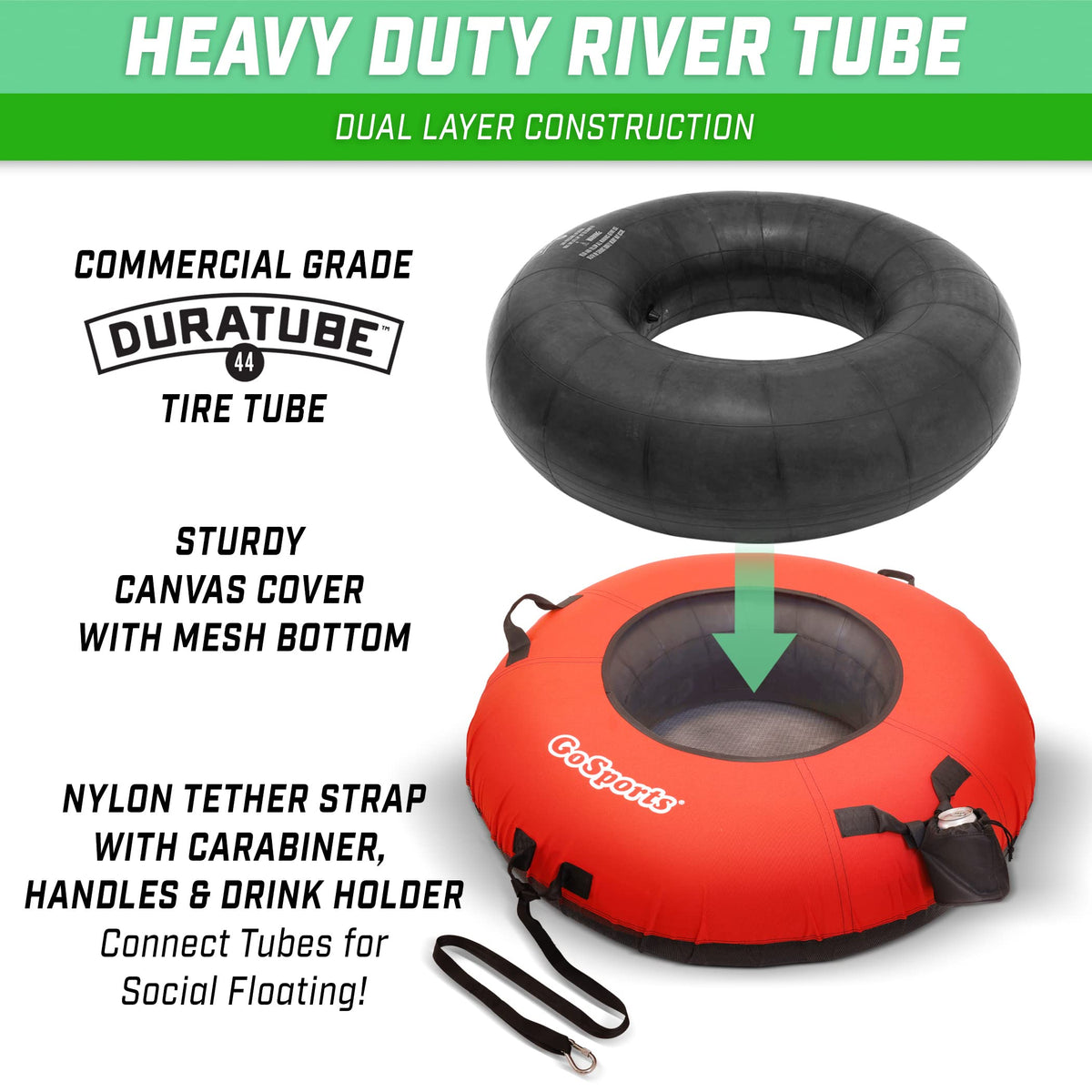 44 Inch Heavy-Duty River Tube with Canvas Cover F86355