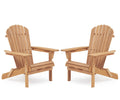 Wooden Folding Adirondack Chair Set of 2 Solid Cedar Light Brown V1053