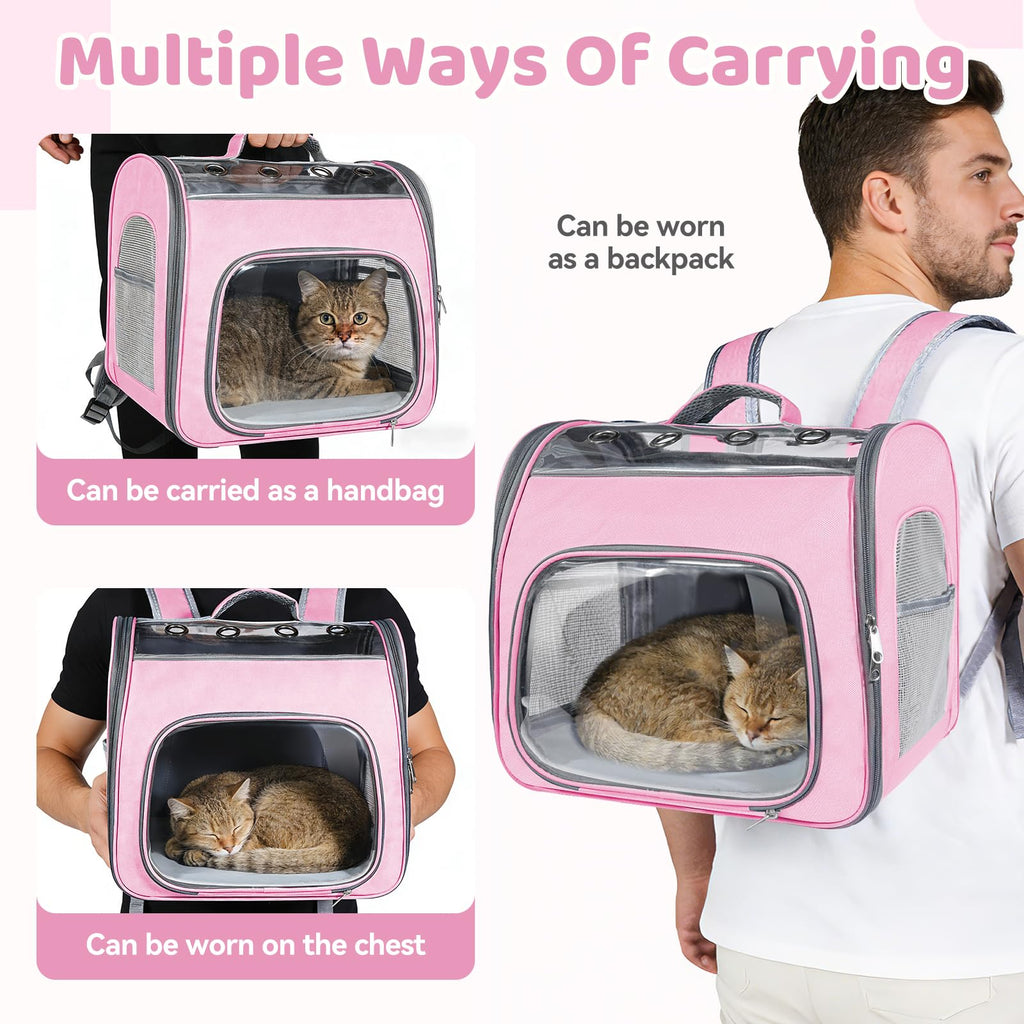 Airline Approved Cat Soft-Sided Carrier Backpack Up to 12 lbs Pink F23185