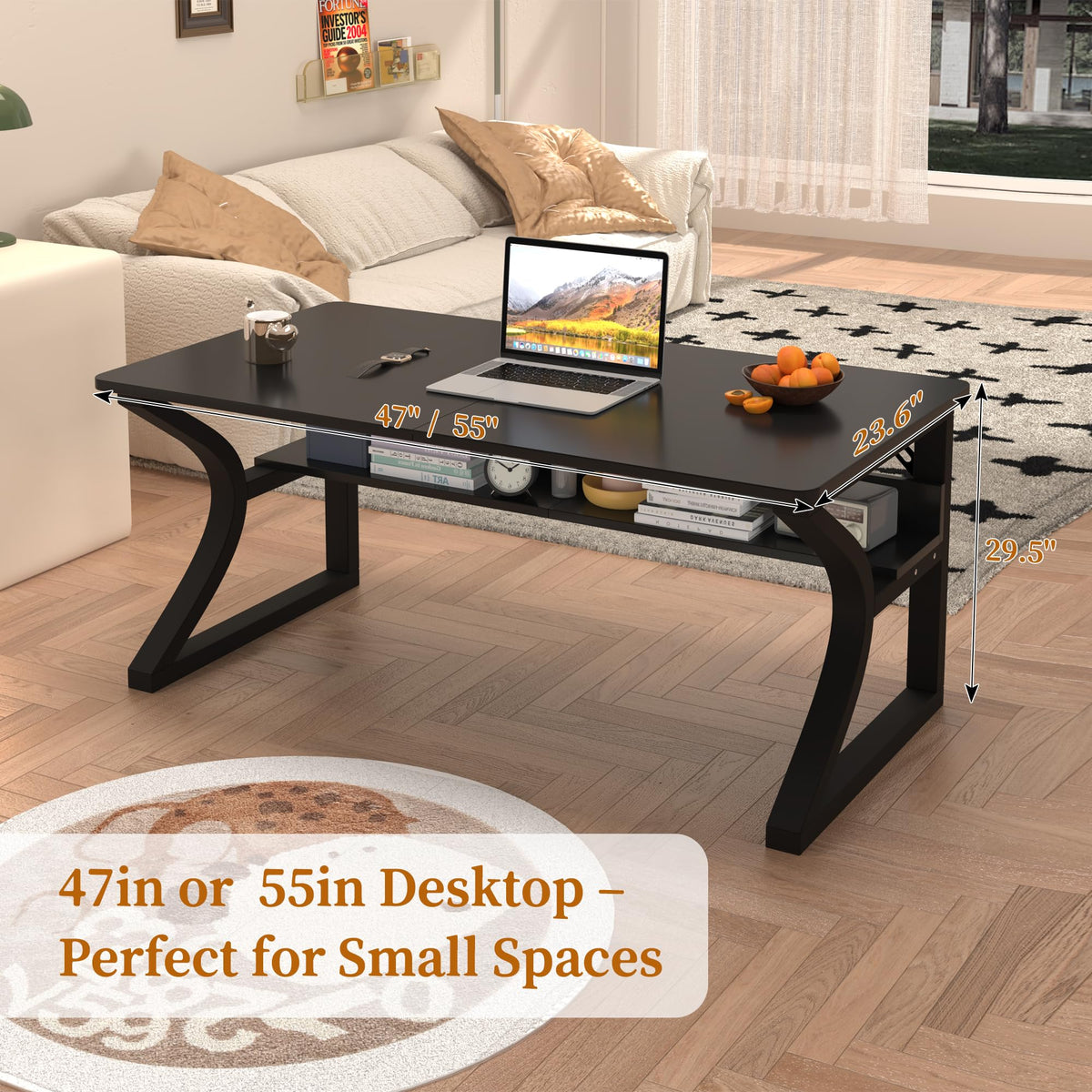 Black 55" Wood Computer Desk H789694