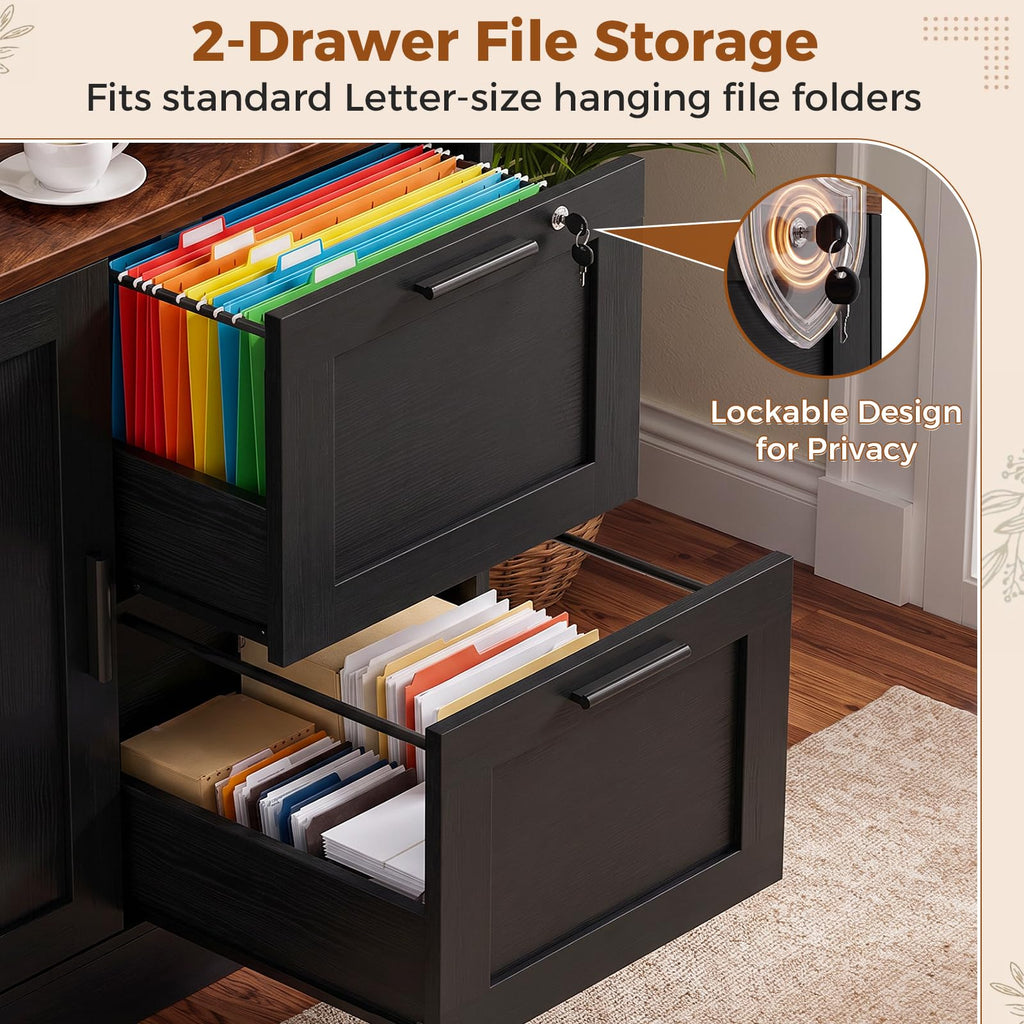 Black Vertical File Cabinet Bookcase with Printer Stand P64834