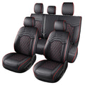 Waterproof Leather Seat Covers Full Set Black Red J462