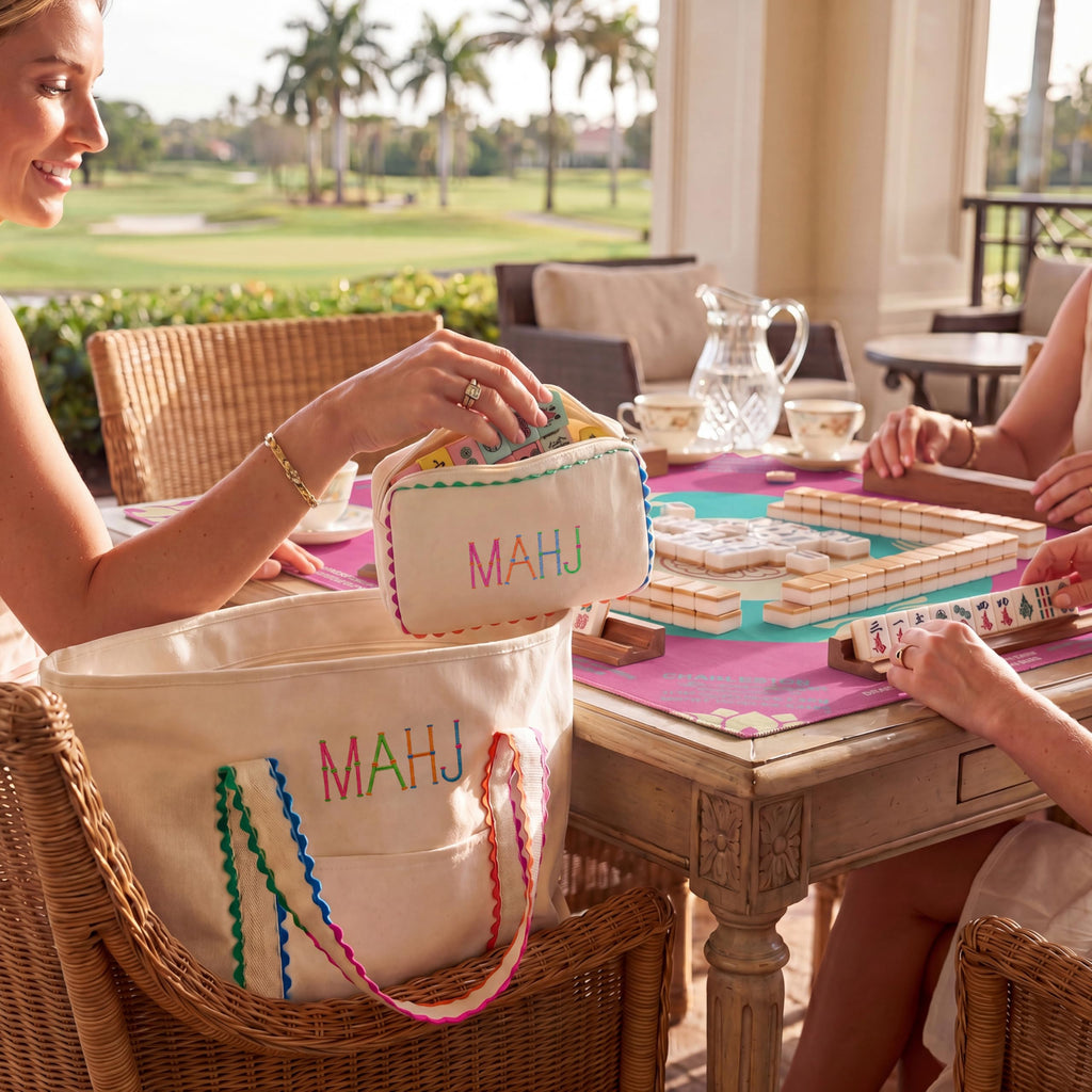 3 Pcs Canvas Mahjong Bag Set V797