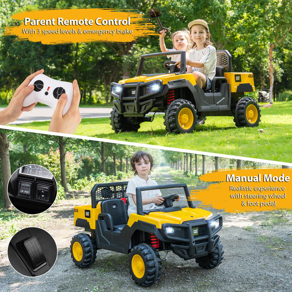 Yellow 24V Kids Ride on Dump Truck with Remote Control S167296