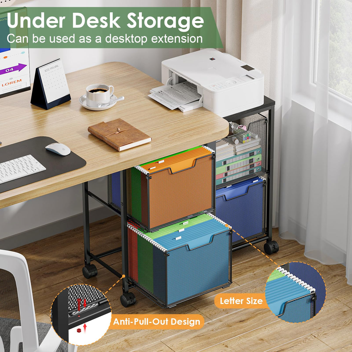 Black 4 Drawer Mobile File Cabinet Y38256