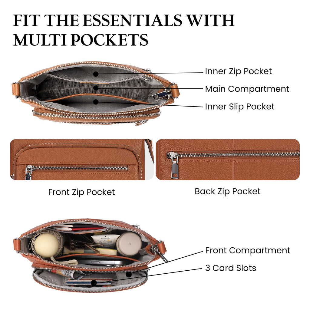 Anti Theft Genuine Leather Crossbody Bag with Wallet R205