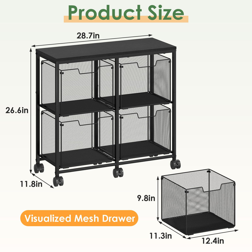 Black 4 Drawer Mobile File Cabinet Y38256