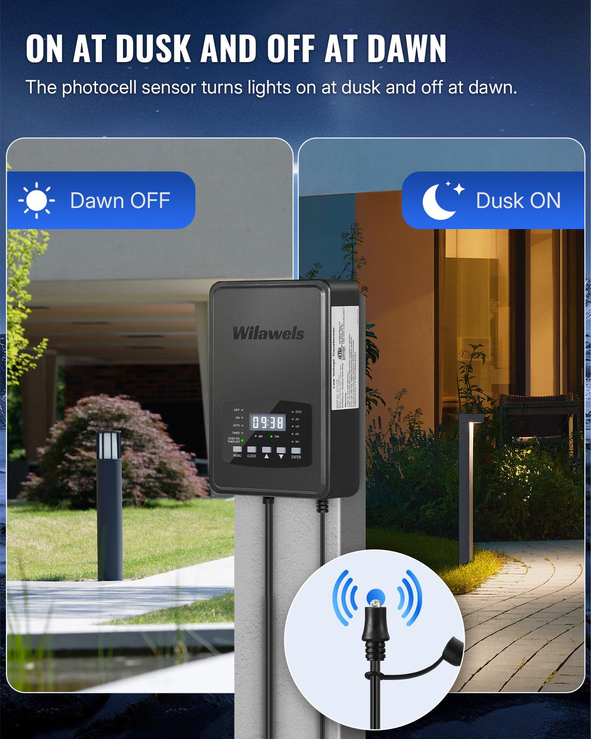 300W Low Voltage Landscape Transformer with Timer and Photocell Sensor H96985