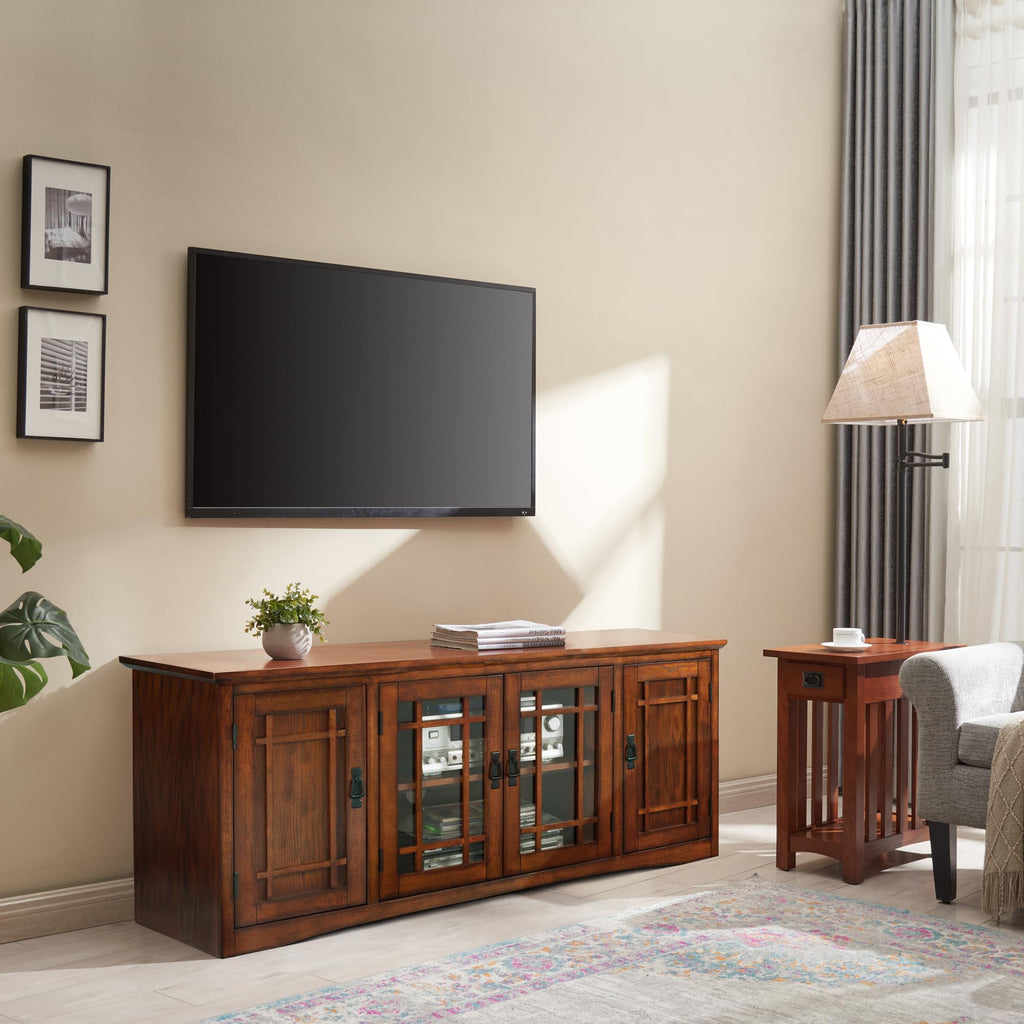 Solid Wood Mission Oak Four Door TV Stand H137108