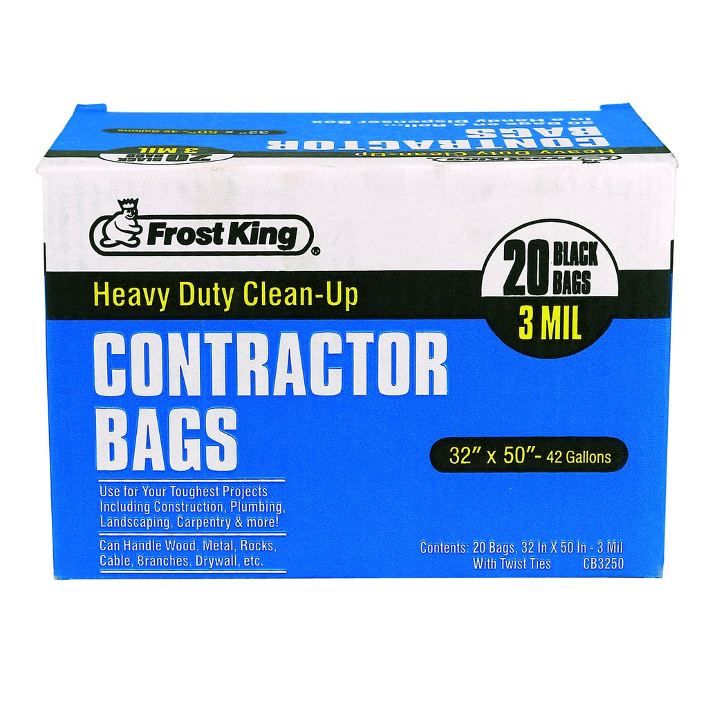 Heavy Duty Contractor Bags, 32" x 50", 3 mil, Black T779875