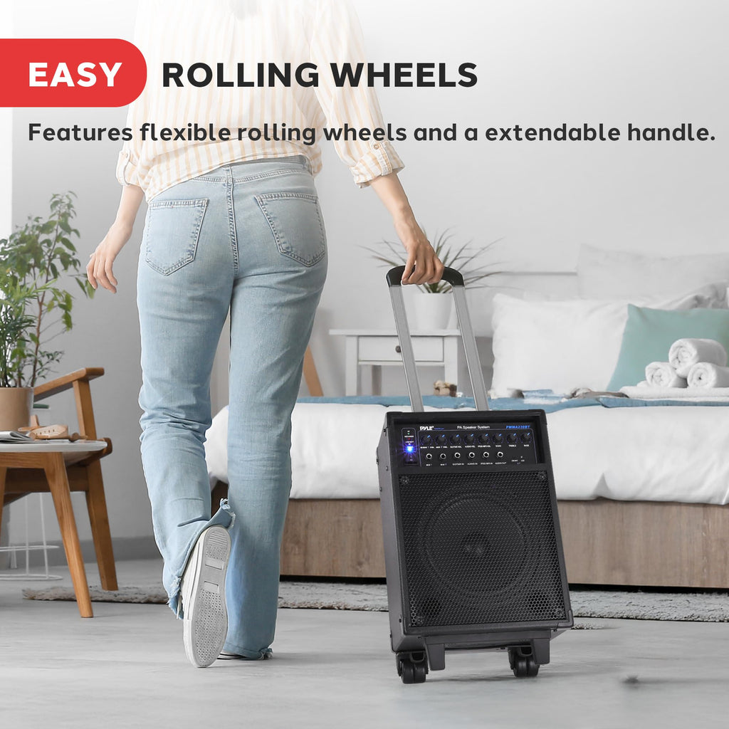 Wireless Portable PA System 400W Bluetooth Compatible Rechargeable Battery Powered Speaker Microphone Set C55546